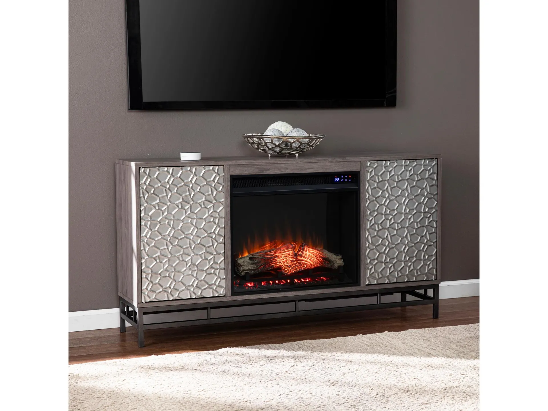 Southern Enterprises Furniture Hamburg 54" TV Stand with Touch Screen Fireplace