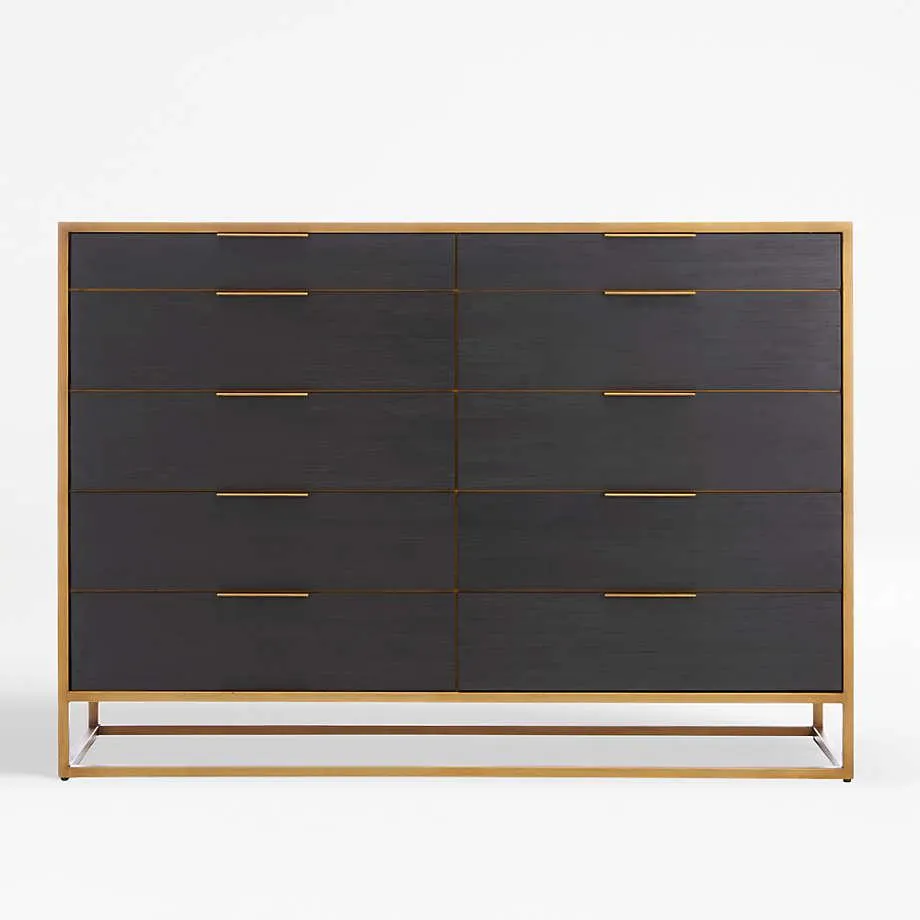 Oxford Black 10-Drawer Tall Dresser