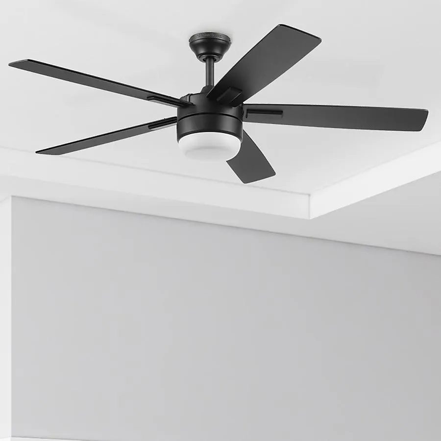 Harbor Breeze Boltz III Easy2Hang 52-in Integrated LED Matte Black with Black Blades Ceiling Fan With Light - Remote Included ( 5 -Blade )