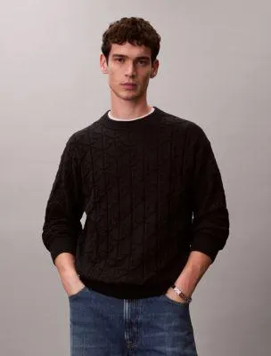 Allover Emblem Logo Ribbed Sweater
