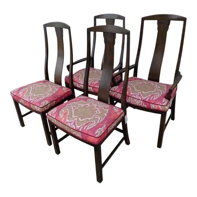 17th Century Baker Ikat Print Dining Chairs - Set of 6