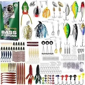 322-Piece Fishing Lures Kit - Buzz Bait/Spinner Baits/Jig/Frog, Fishing Tackle Box with Tackle Included, Soft Bait/Hooks/Weights, 2024 Fishing Gear Lure Kit Gift for Men Freshwater Bass Trout