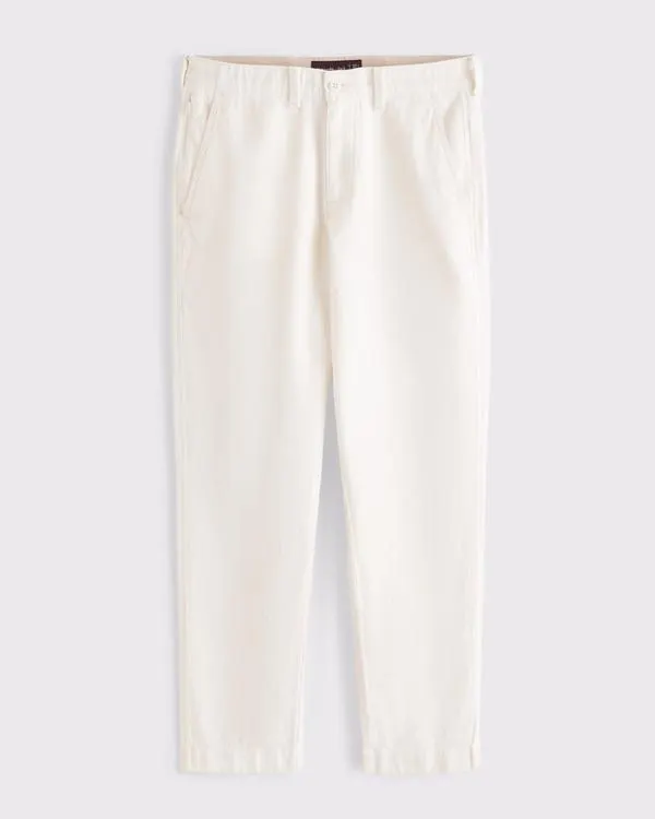 Straight Linen-Blend Fixed Waist Pant