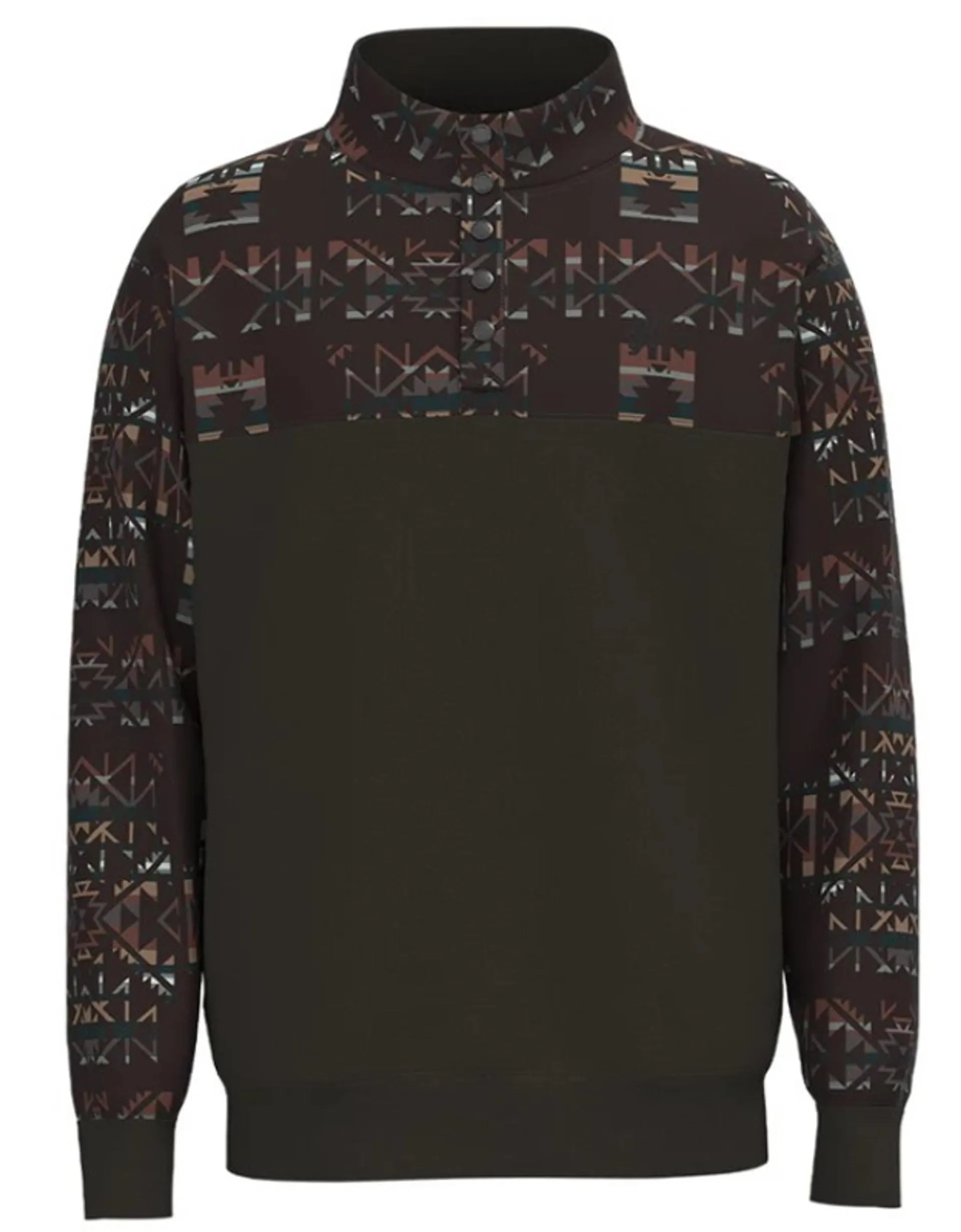 Hooey Men's "Stevie" Brown Aztec 1/4 Button Long Sleeve Pullover
