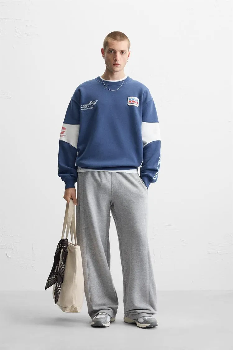 RACING PRINT CREWNECK SWEATSHIRT