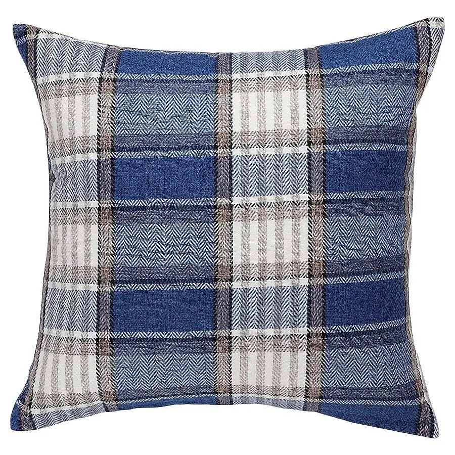 Unique Bargains Blue Retro Checkers Plaids Cotton Linen Farmhouse Decorative Square Throw Pillow Covers Home Decor Design Cushion Case for Sofa Bedroom Car 18x18 Inches 45x45 Cm