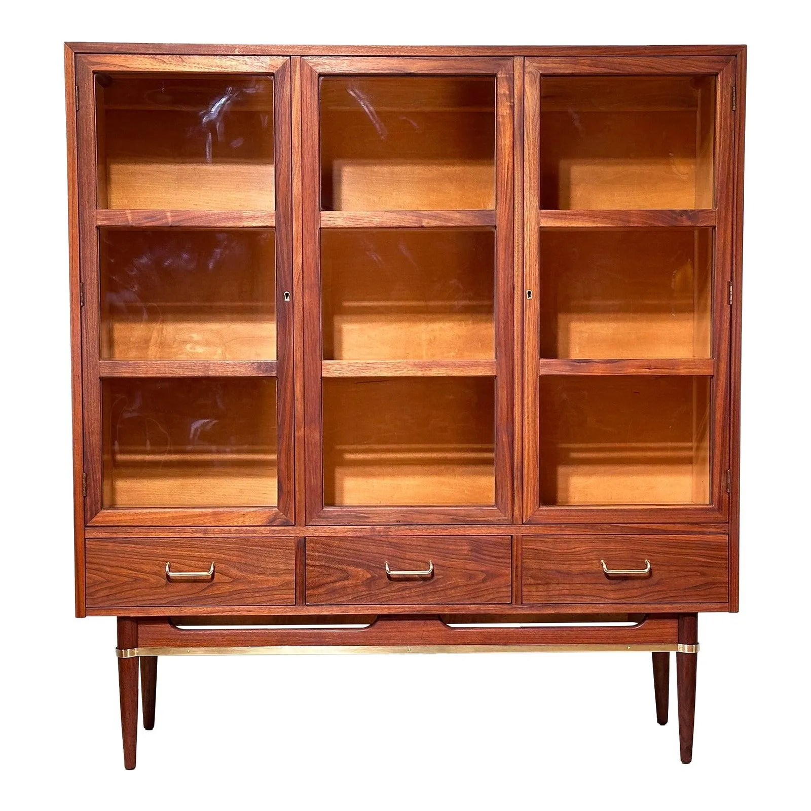 Restored American of Martinsville Dania Bubble Glass China Cabinet Display Shelving by Merton Gershun