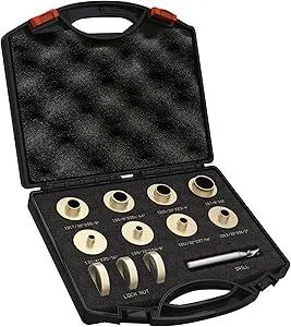 11 Pcs Premium Brass Router Template Guides Set - Compatible Porter Cable Style Router Bushing Guide Set with Carrying Case and 1/4" Shank Woodworking Router