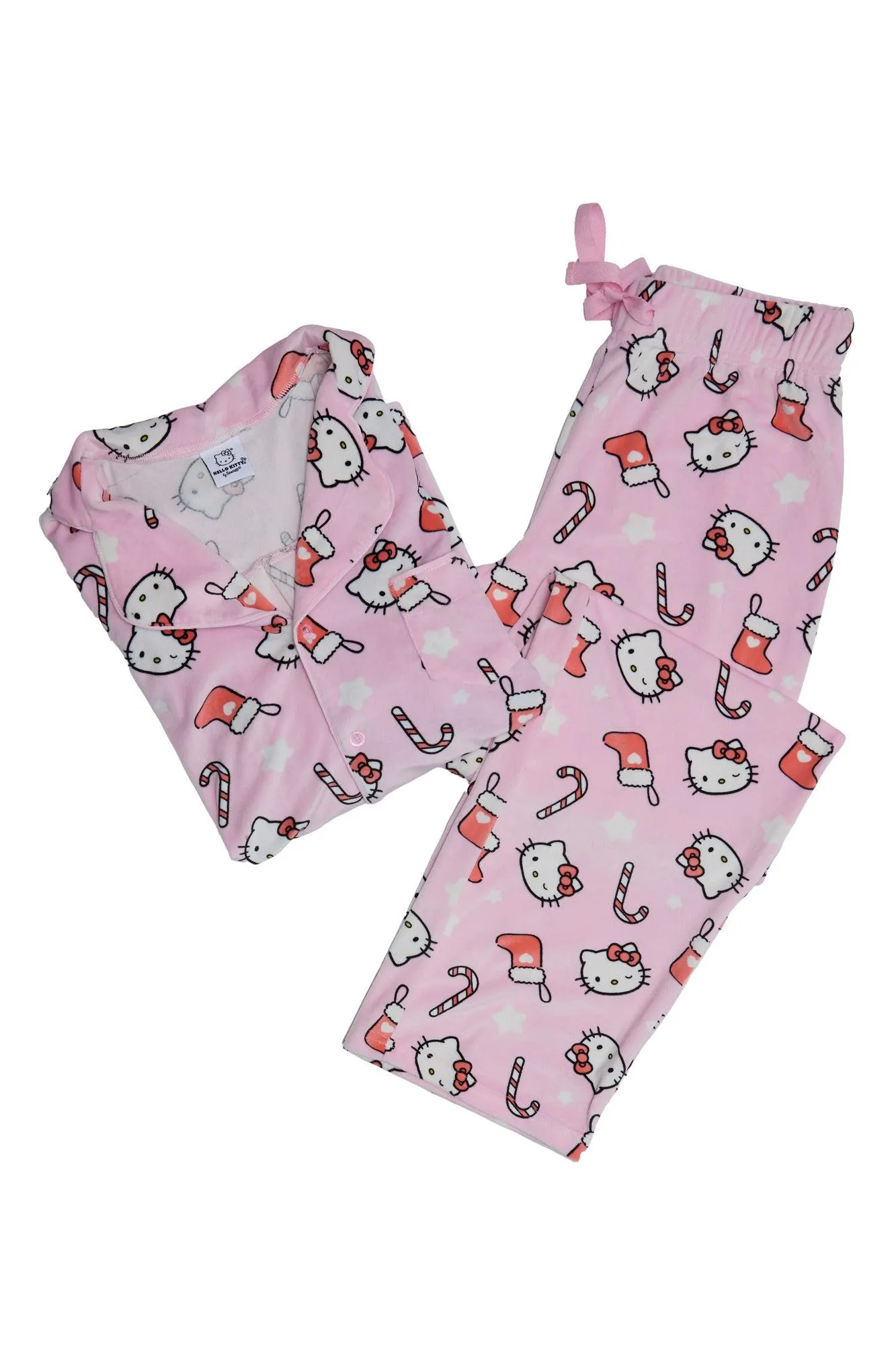 Hello Kitty Velour Pajama Dad Shirt And Pants Set