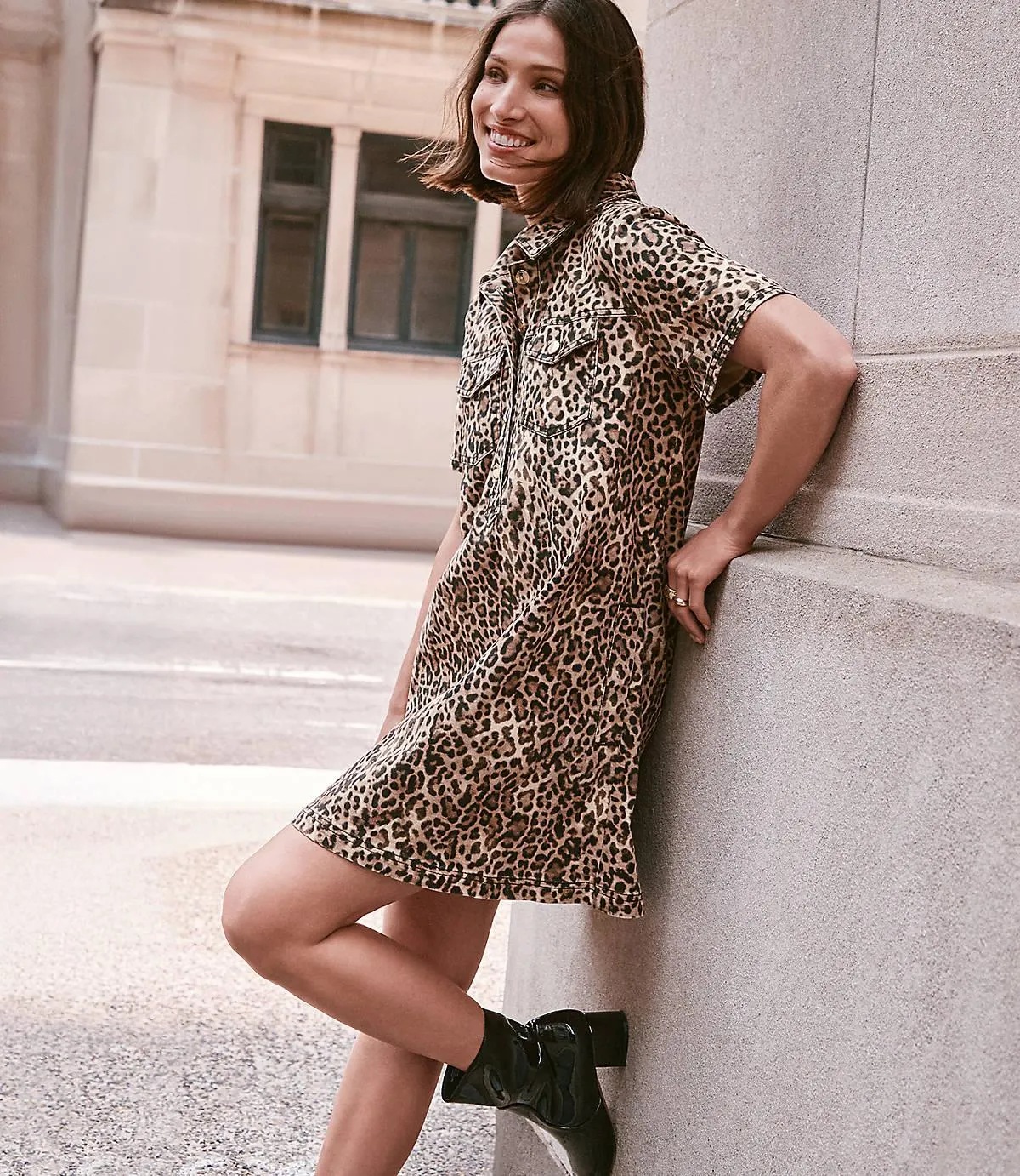 Leopard Print Mini Pocket Dress