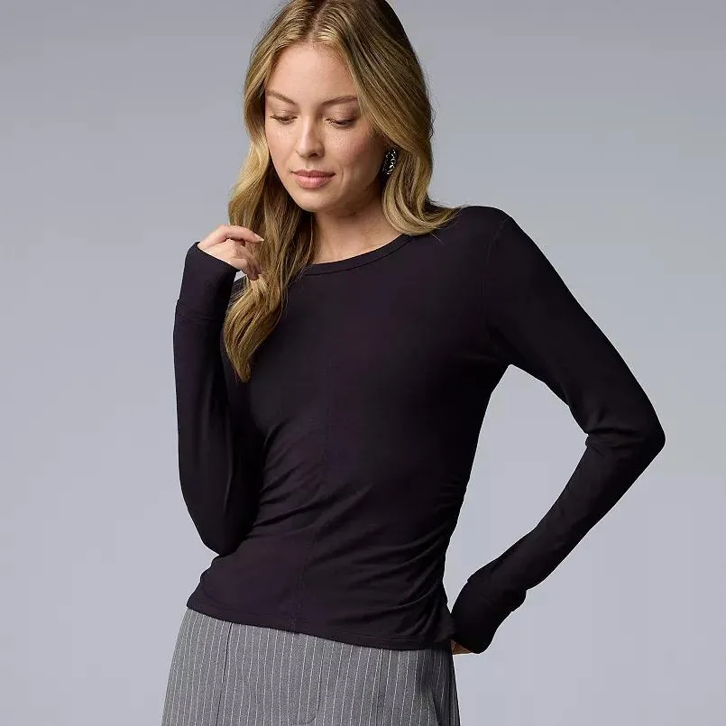 Women's Simply Vera Vera Wang Long Sleeve Crewneck Tee