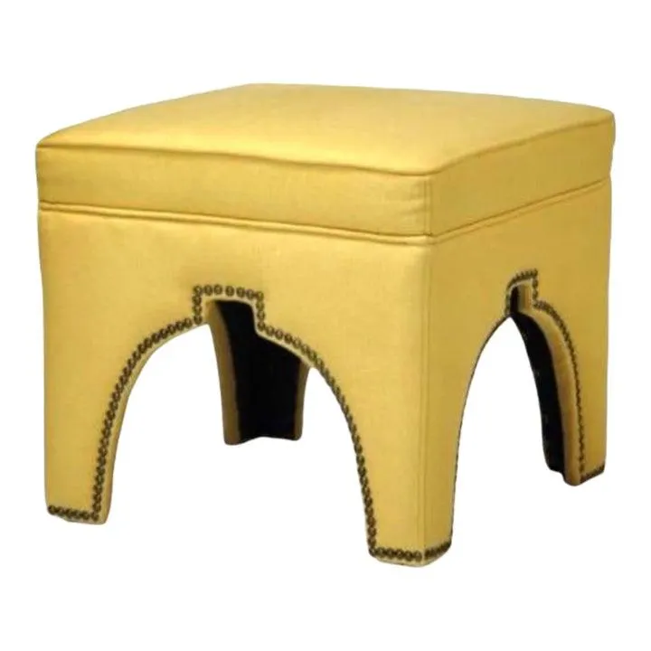 Ottoman Moroccan Cut With Brass Nailhead Trim
