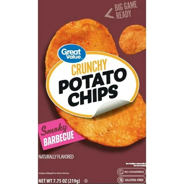 Great Value Barbecue Flavored Potato Chips, 7.75 oz