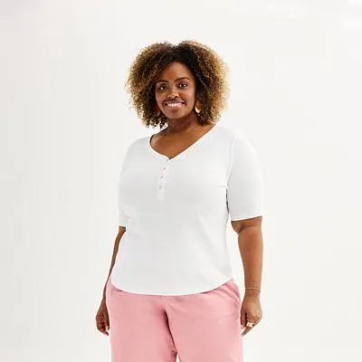 Plus Size Sonoma Goods For Life® Slim Fit Elbow Sleeve Henley