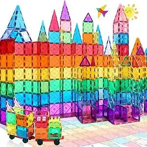 100PCS Magnetic Tiles Blocks for Kids Ages 3-5 4-8,STEM Learning Educational Preschool Magnet Building Toys for Toddlers,Christmas Birthday Gifts Toys for 3 4 5 6 7 8+ Year Old Boys Girls