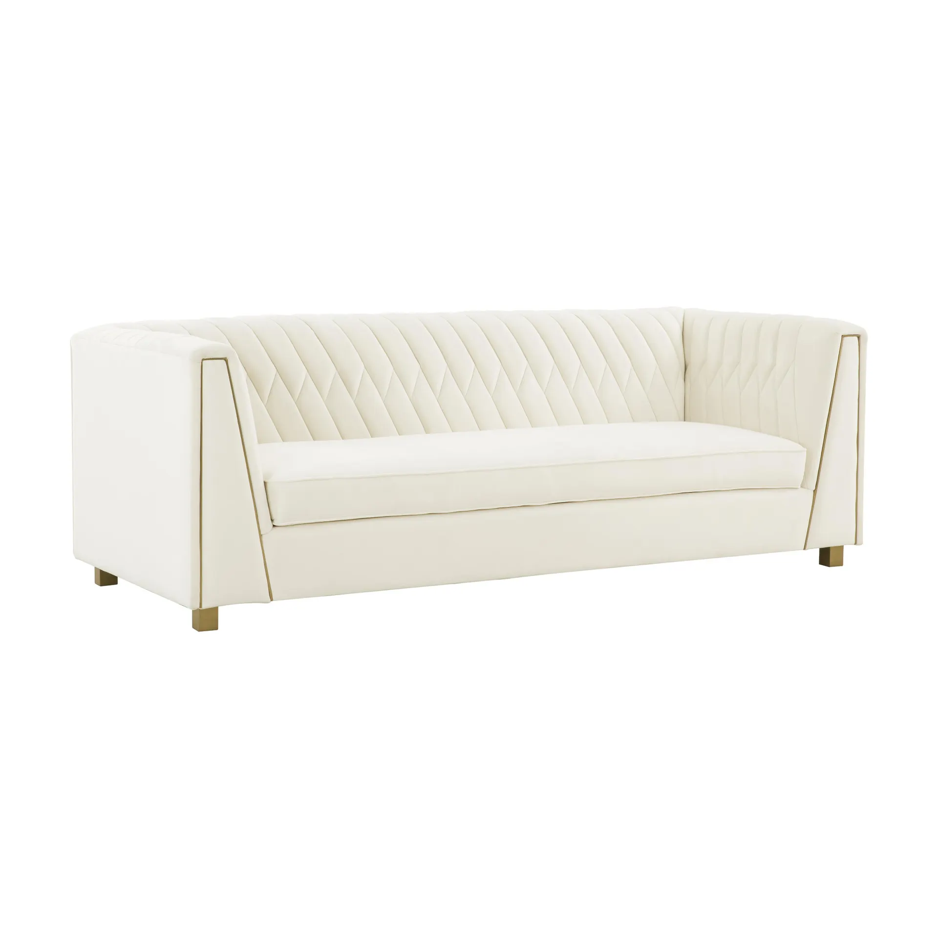 Wafa 87" Cream Velvet Sofa