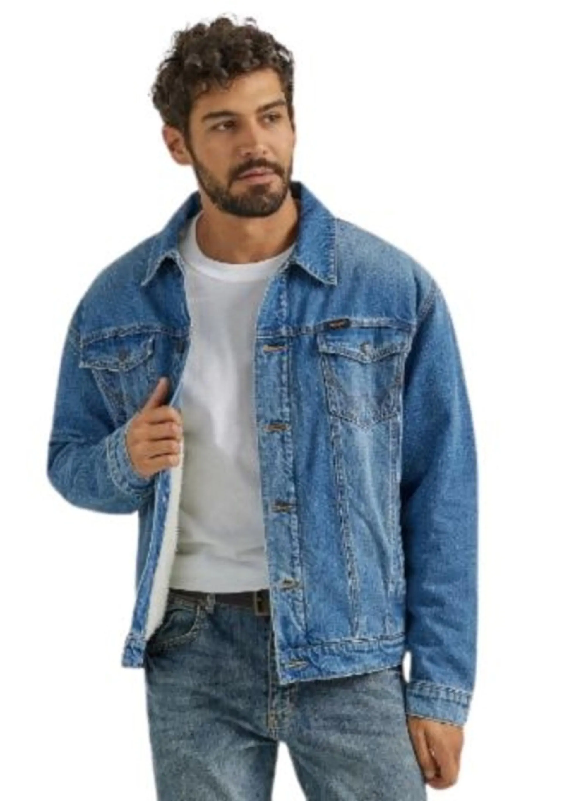 Wrangler Mens Rodeo Night Retro Sherpa Lined Western Denim Jacket