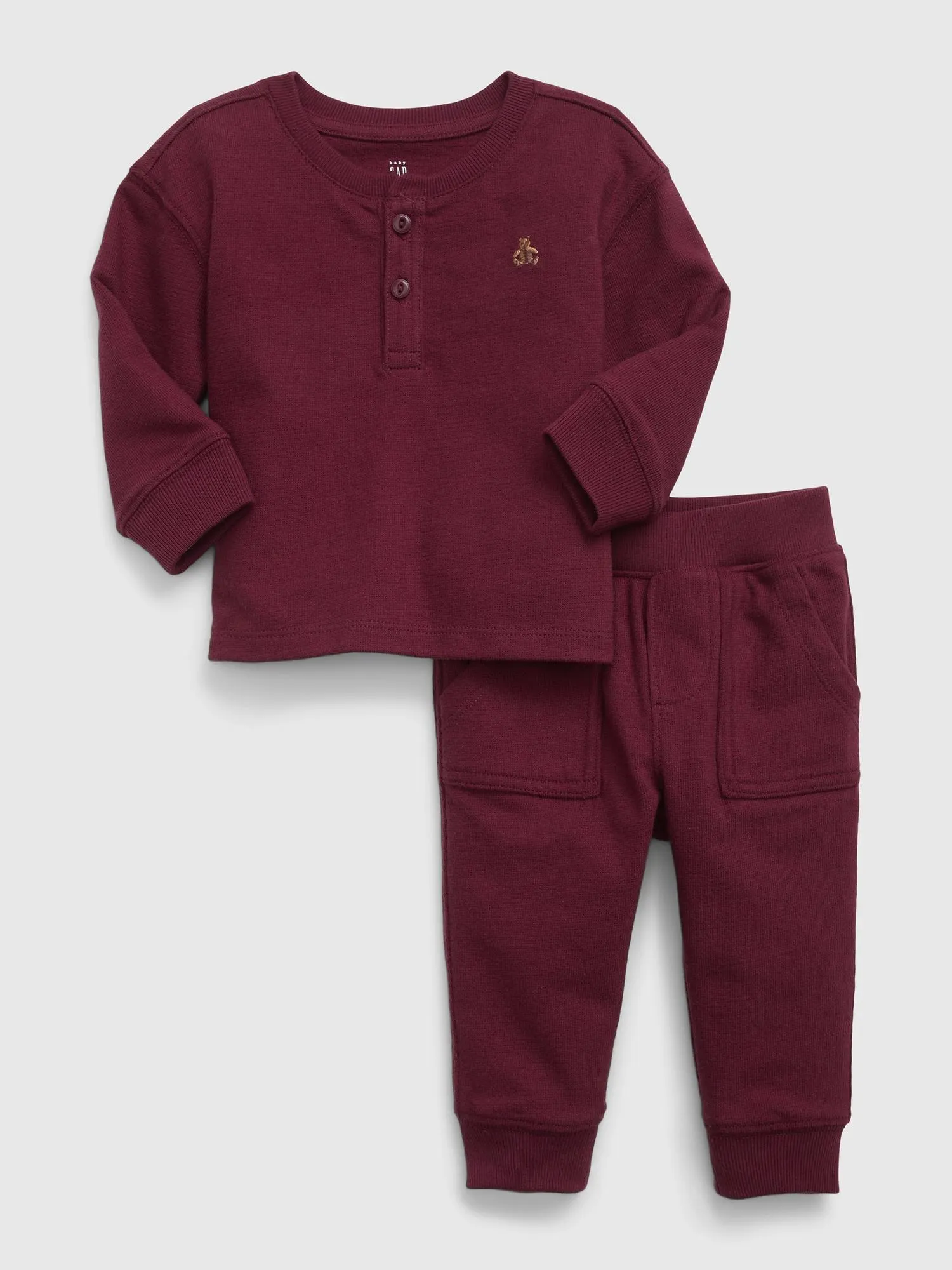 Baby Waffle Henley Outfit Set