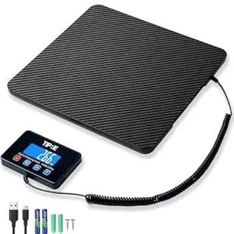 Digital Shipping Postal Scale 440lb/0.5oz Accuracy! Lightweight Carbon Fibre Commercial Weight Scale for Package, Small Business, Mail, Warehouse, Home, Luggage, Battery&Charging Cable Included