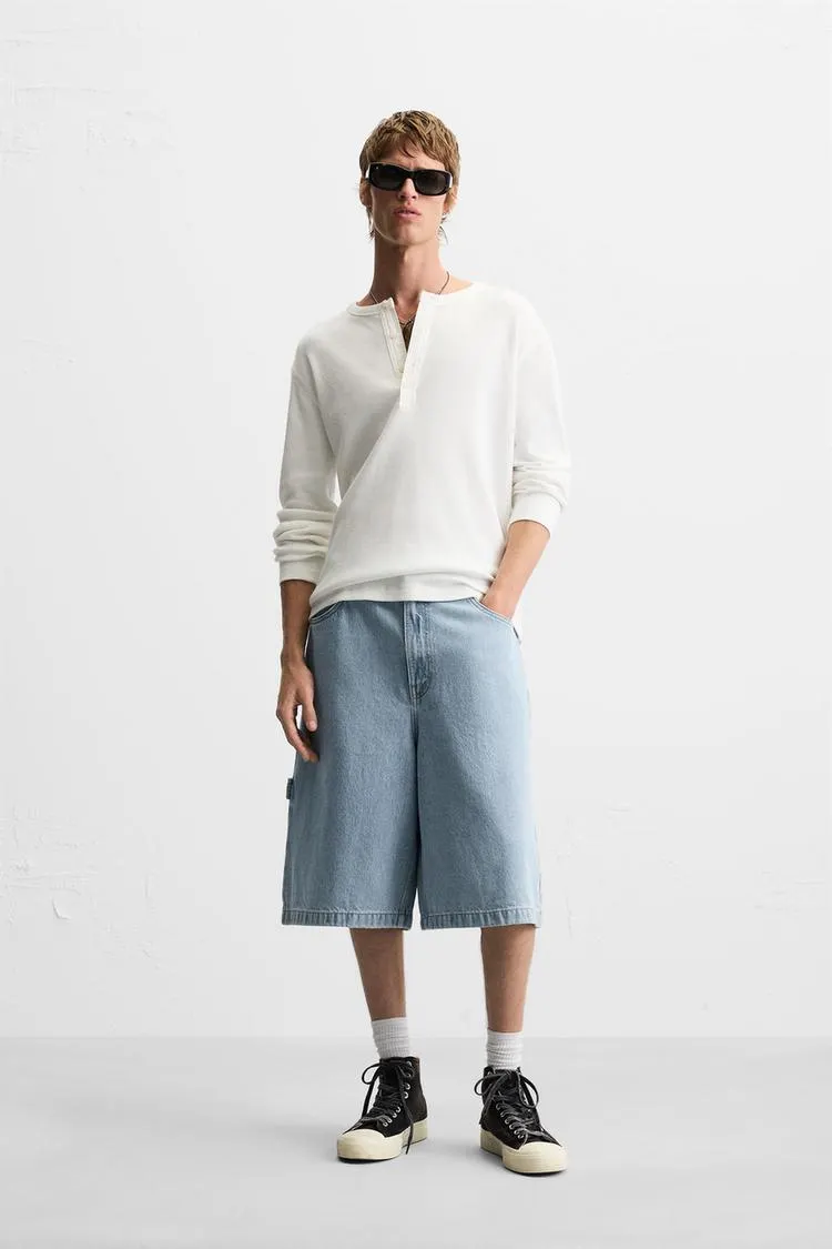 BERMUDE DENIM CROIALĂ LARGĂ