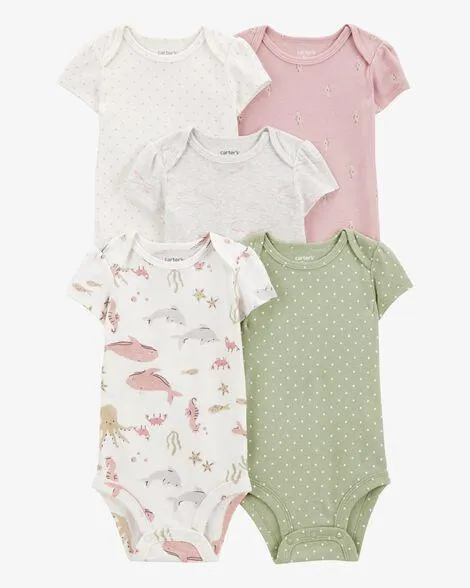 Baby 5-Pack Seahorse Short-Sleeve Bodysuits