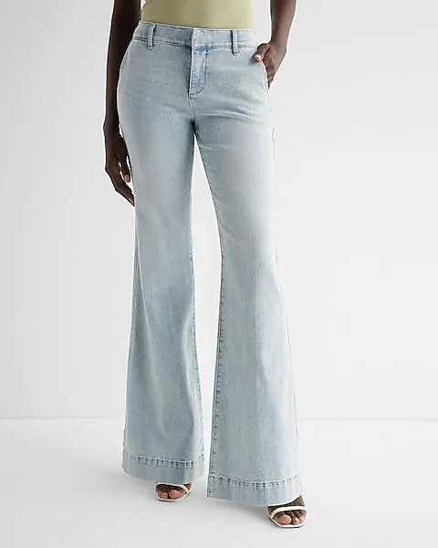 Mid Rise Light Wash Tall Hem '70s Flare Jeans