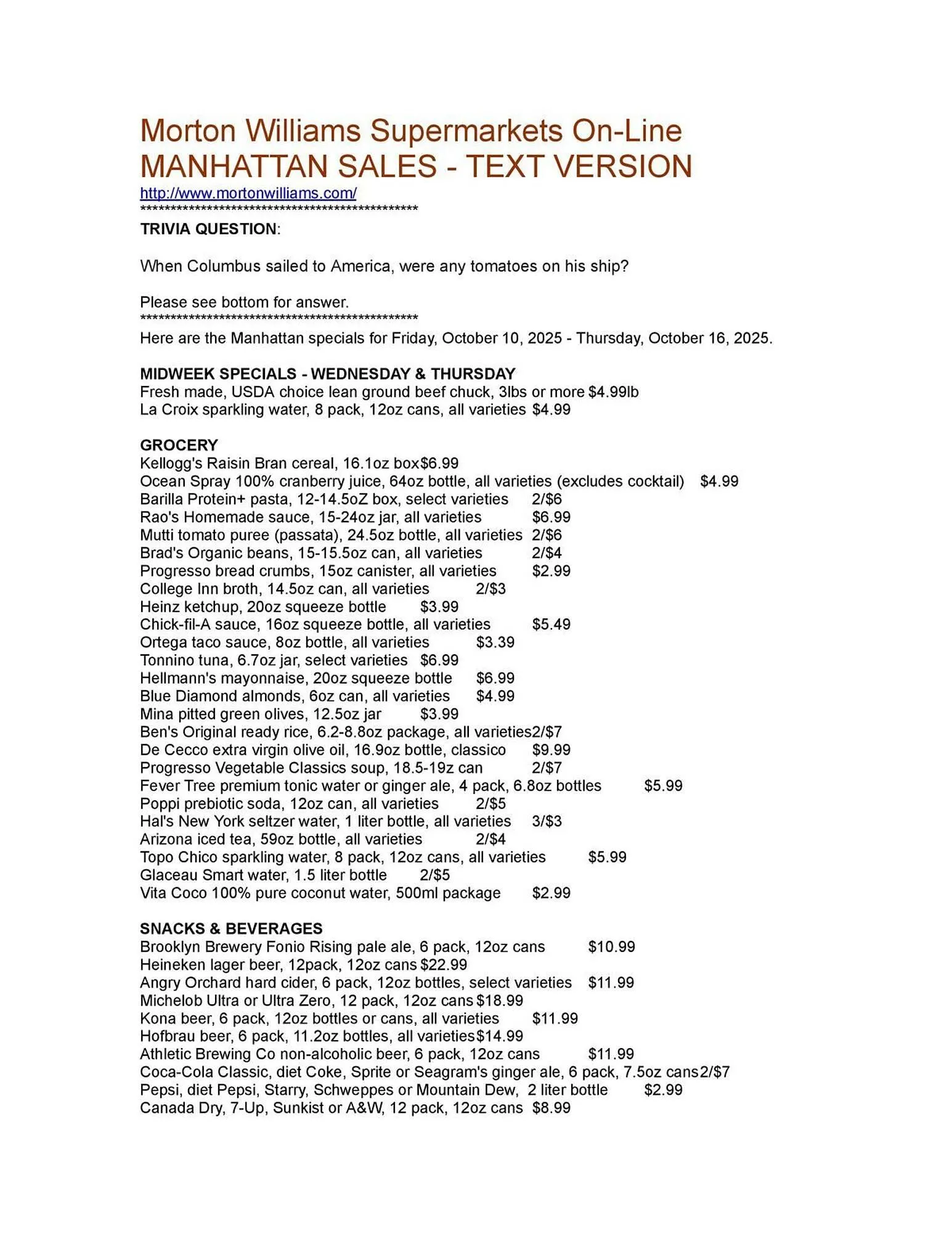 Morton Williams weekly ad - 1