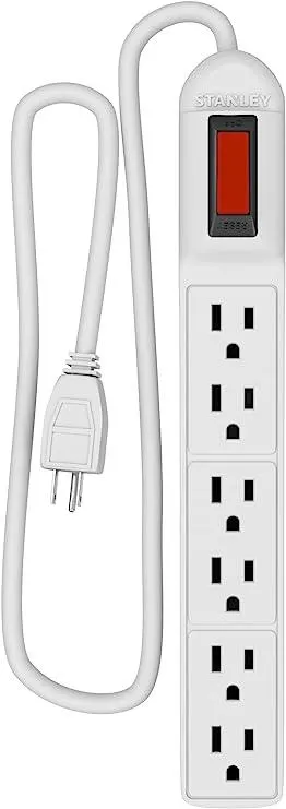 Stanley 30006 PowerMax 6-Outlet Power Strip, White
