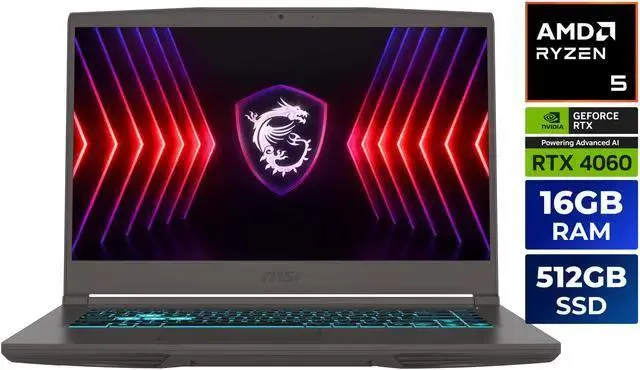 MSI Thin A15 - 15.6" GeForce RTX 4060 Laptop GPU - AMD Ryzen 5 7535HS - 16GB Memory - 512 GB NVMe SSD - Windows 11 Home Gaming Laptops - 144 Hz (Thin A15 B7VF-461US )