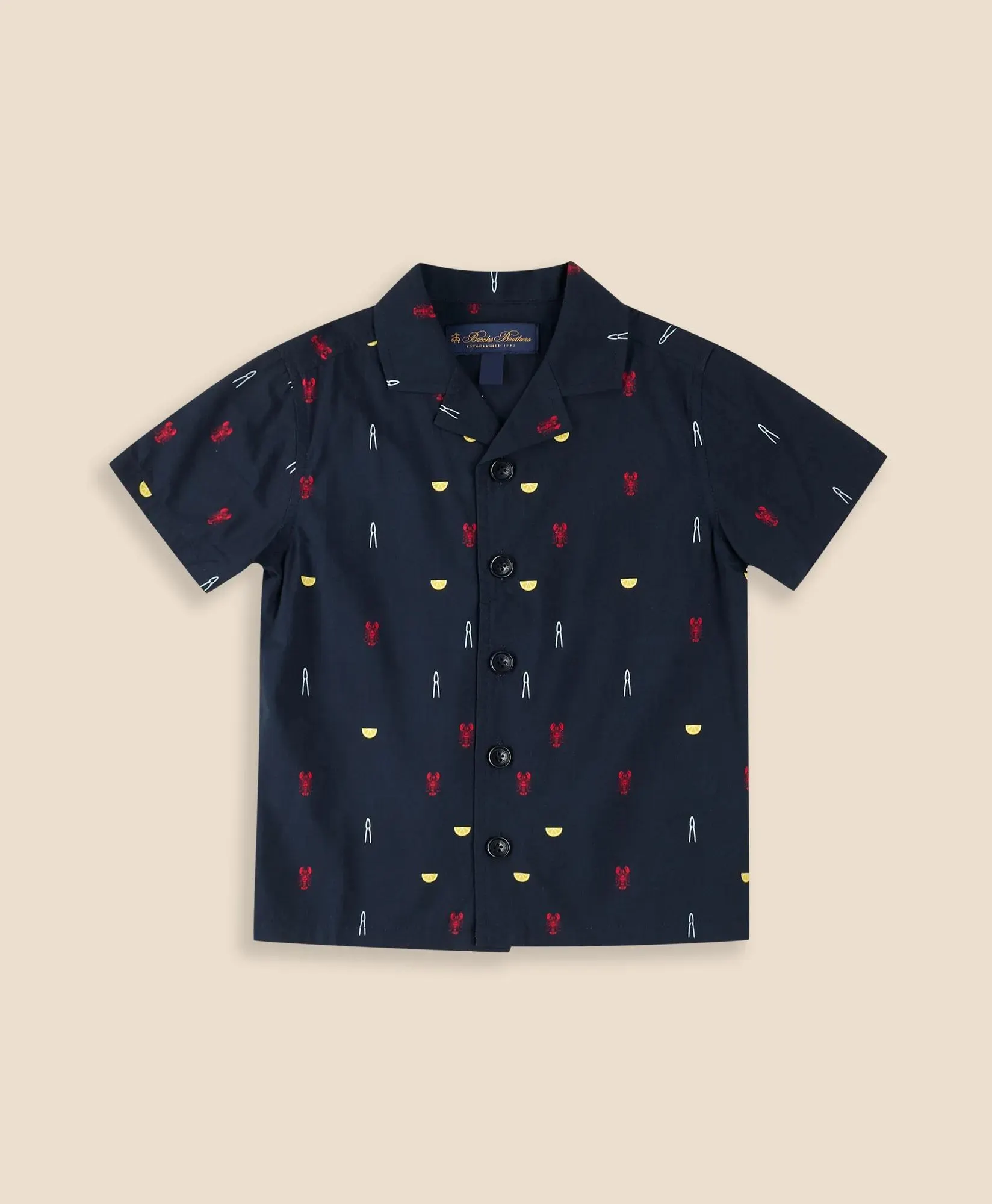 Boys Cotton Blend Lobster Bake Camp Collar Shirt