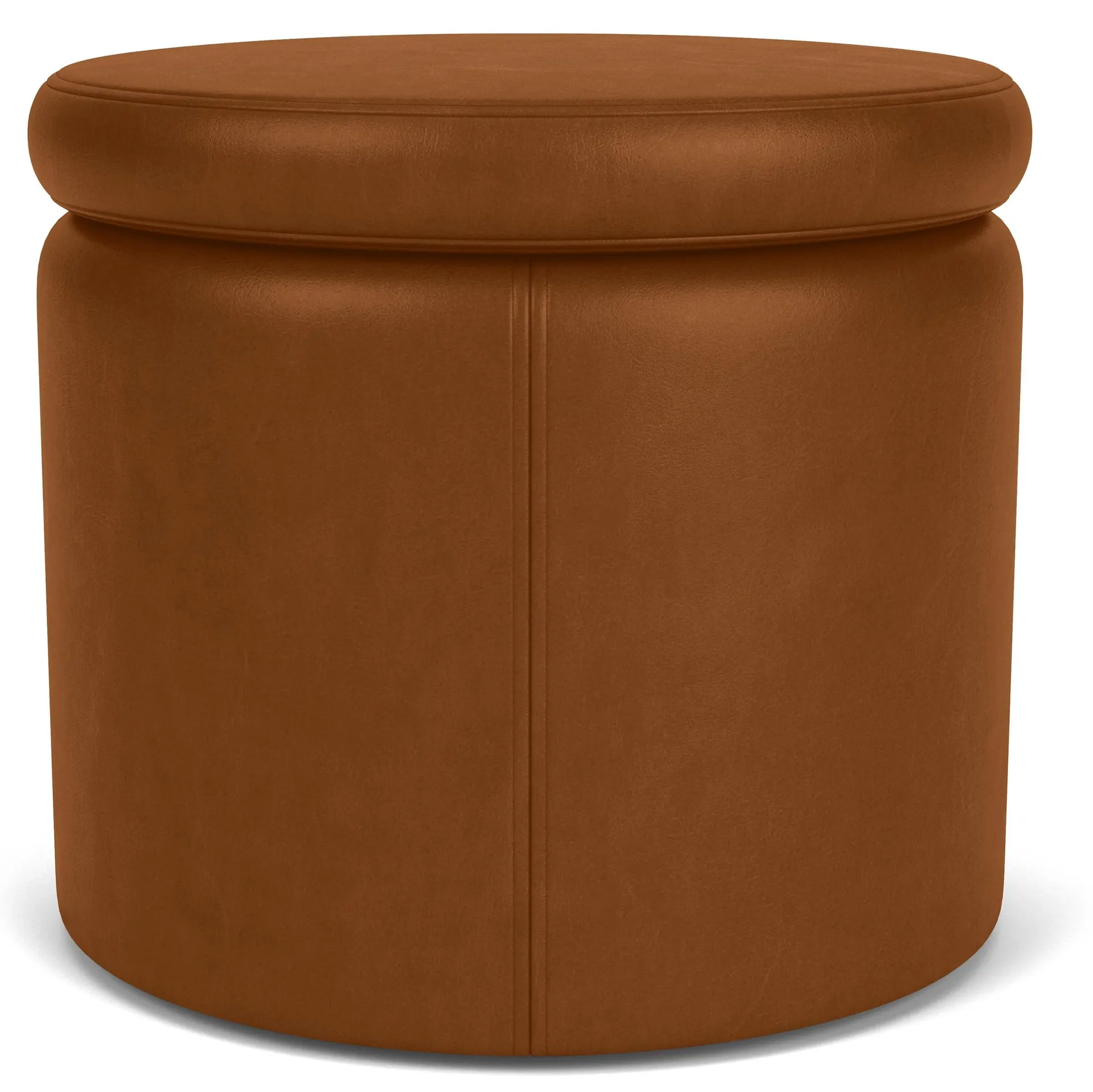 Lind 20 diam 18h Storage Ottoman in Vento Cognac Leather