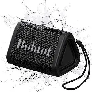 Bobtot Portable Bluetooth Speaker Wireless, IPX7 Small Shower Speaker Waterproof, 15H Playing Time, Loud and Stereo Sound with Bass, TWS Pairing for Party, Camping, Travel, Black