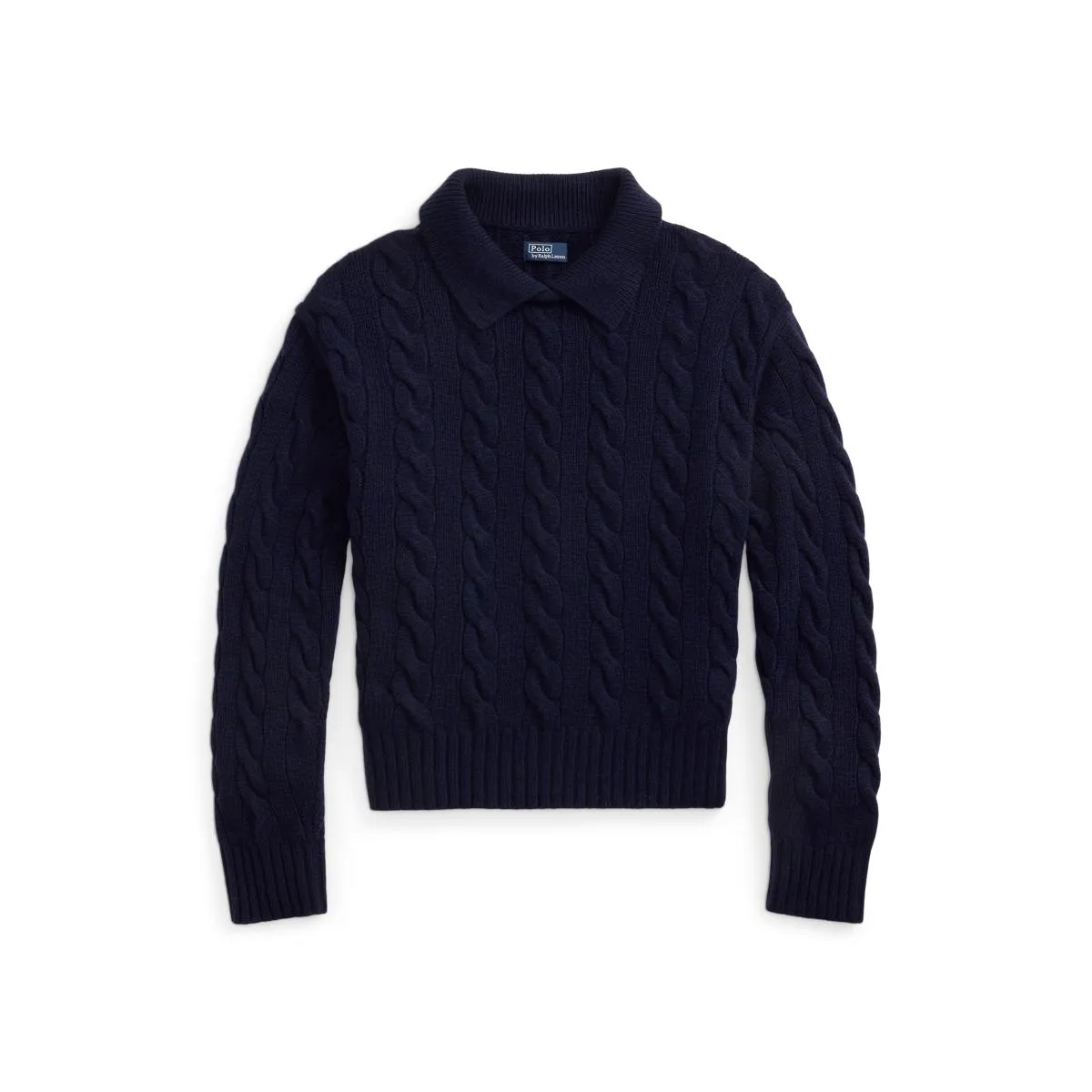 Cable-Knit Wool-Cashmere Polo Sweater