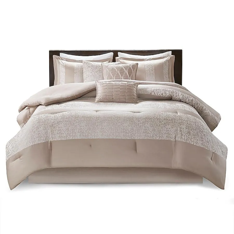 Gracie Mills Donnie 7-Piece Chenille Jacquard Comforter Set