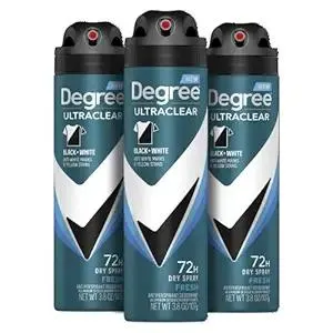 Degree Men Antiperspirant Spray Black + White 3 Count Protects from Deodorant Stains Instantly Dry Spray Deodorant 3.8 oz