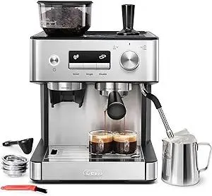 Gevi Espresso Machine with Grinder & Milk Frother, 20 Bar Professional Coffee Maker for Home, Removable Water Tank, Steam Wand, Perfect for Espresso, Cappuccino, Latte