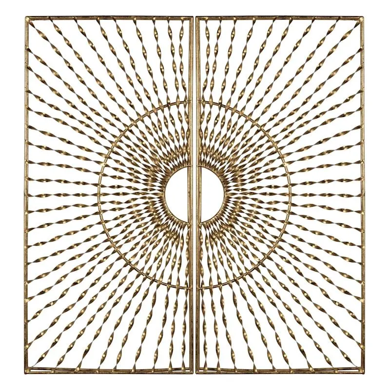 2-Piece Gold Burst Metal Wall Decor, 14x30