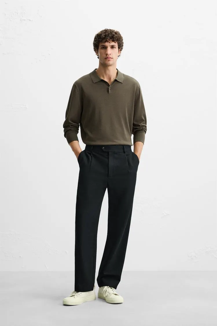 COTTON - SILK BLEND KNIT POLO