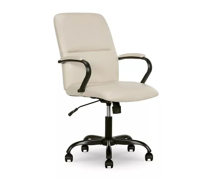 Cream Faux Leather Office Chair