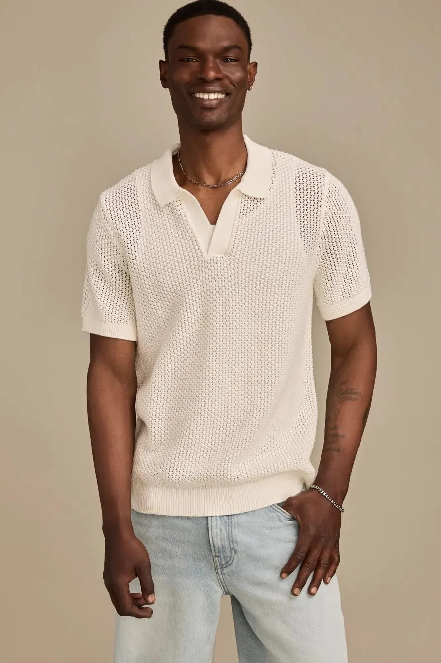 johnny collar pointelle sweater polo