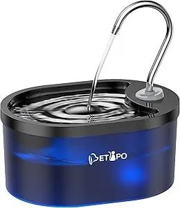 Cat Water Fountain Auto Shut-Off, 100oz/3L Cat Fountain, Super Silent Pet Water Fountains for Cats Indoor, LED Water Level Alarm Light, Faucet Cat Fountain with Quiet Pump for Cats Dogs, BPA-Free