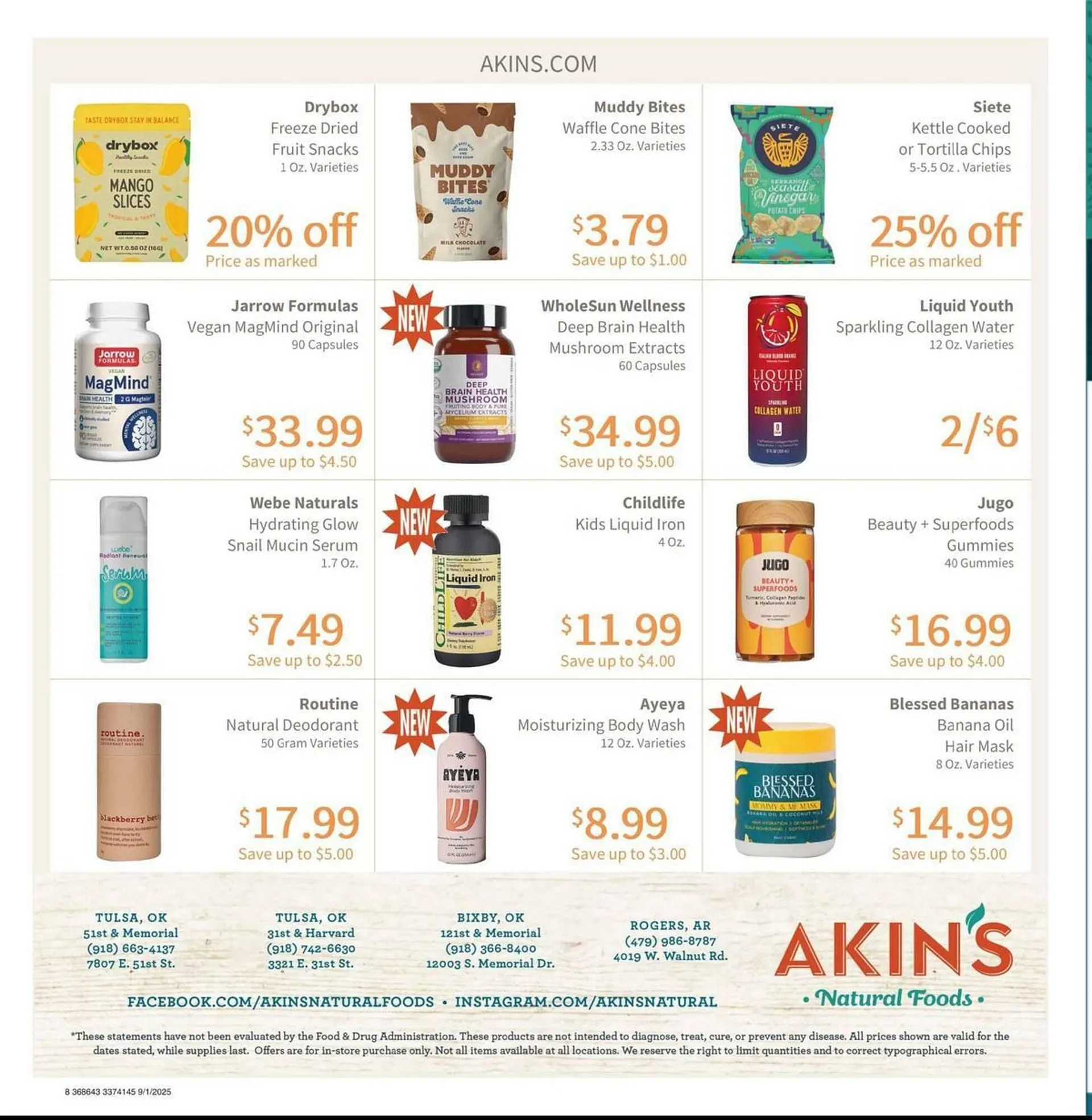 Weekly promotion Akin's Natural Foods weekly ad spanning from September 1 to September 30 2025 - Page 8 for Catalogue 365