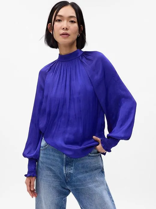 Satin Mockneck Shirt