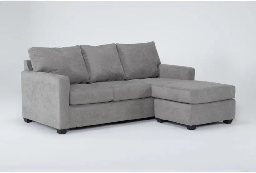Aramis Vintage Grey Fabric 83" Sofa with Reversible Chaise | Track Arms | Loose Reversible Back