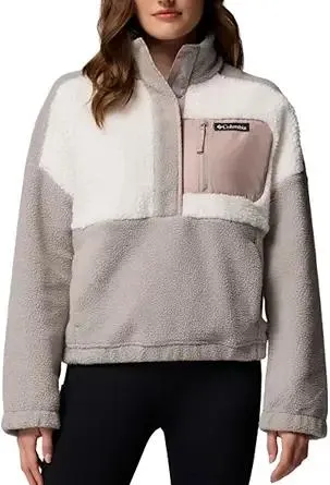 Columbia Women's Long Sleeve Cropped Fleece Pullover (US, Alpha, Large, Regular, Regular, Gray (Dove/Sea Salt/Crushed Clay))