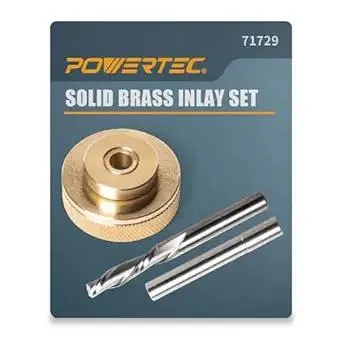POWERTEC Solid Brass Inlay Kit. Router Bit with 1/4" Cutting Dia. & Shank. Fits PORTER-CABLE Style Router Base Plate. Works with Router Templates for Woodworking Tools & Router Accessories (71729)