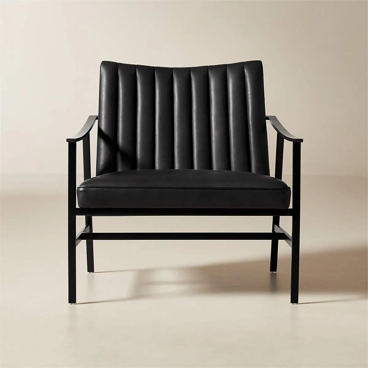 Blair Channeled Black Leather Accent Chair
