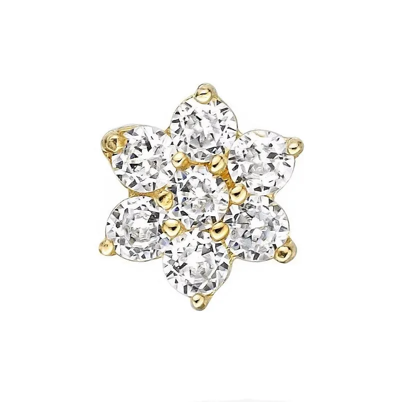 Lila Moon 14k Gold 4.5 mm Cubic Zirconia Flower Nose Stud