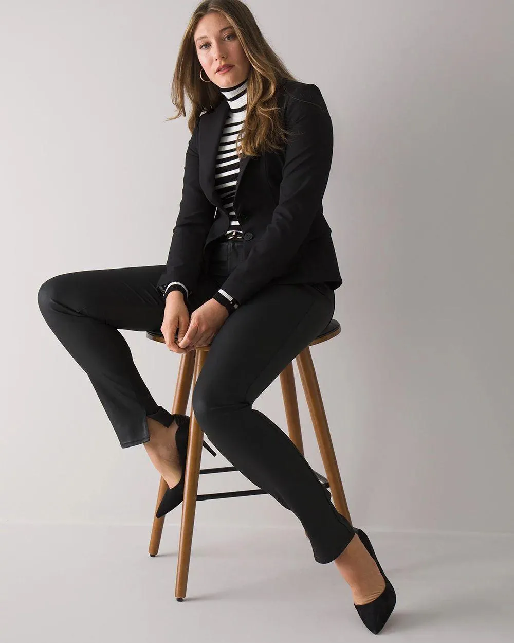 Curvy-Fit Mid-Rise Coated Slim Jeans