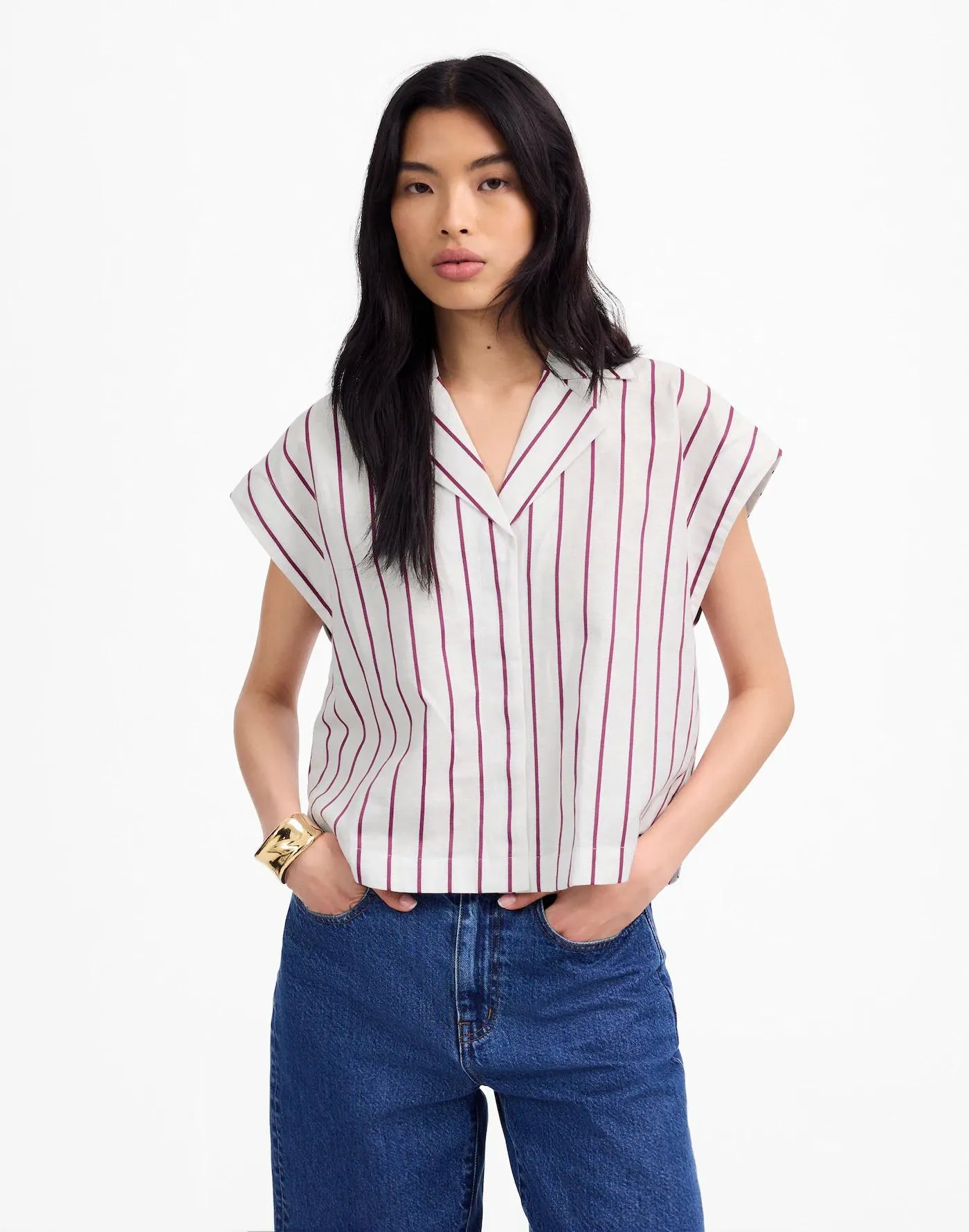 Resort-Collar Shirt in Linen-Cotton